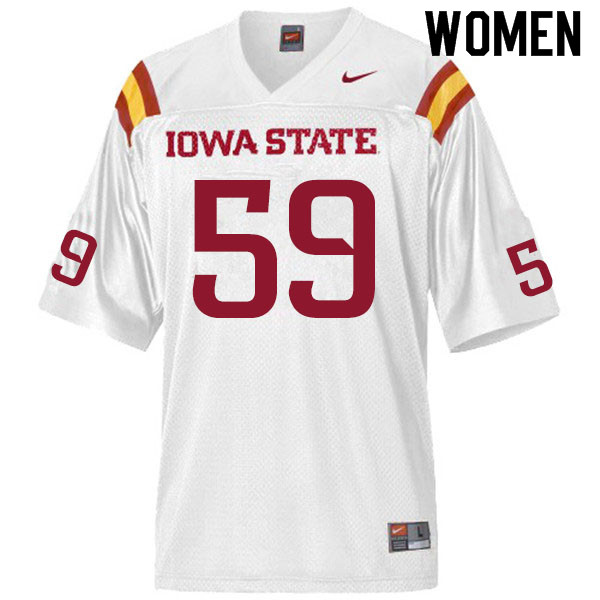 Women #59 Jack Hester Iowa State Cyclones College Football Jerseys Sale-White - Click Image to Close